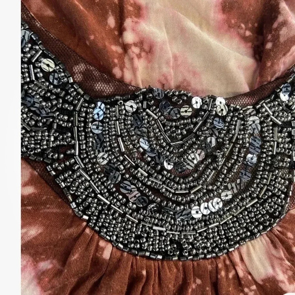 Women’s Large Upcycled Beaded Tank Top Grunge Gothic Boho‎ Cyberpunk Clubwear - Picture 3 of 16